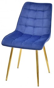 Conjunto 6 Cadeiras de Cozinha e Sala de Jantar  GILDA metal, tecido veludo azul