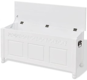 Banco de arrumação, estilo barroco, MDF branco