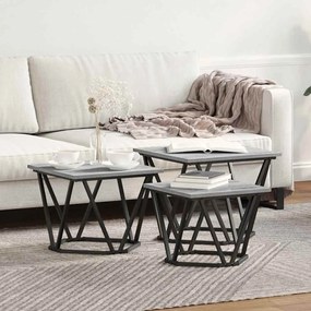 Mesas de Lado vidaXL 3 pcs Cinza Sonoma Madeira Engenharia