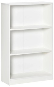 HOMCOM Estante Livros 3 Compartimentos Armazenamento Sala Estar Estúdio 62,2x24x102,4cm Branco | Aosom Portugal