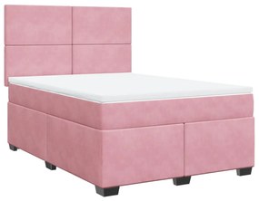 Cama com molas/colchão 140x200 cm veludo rosa