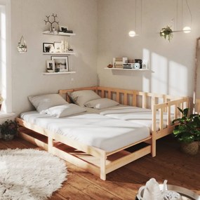 vidaXL Sofá-cama de puxar 2x(90x200) cm madeira de pinho maciça