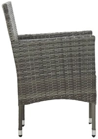 5 pcs conjunto de jantar p/ jardim vime PE e acácia cinzento