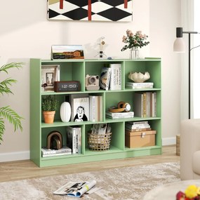 Estante de 3 níveis 122 x 32 x 93 cm com prateleiras de arrumação e 8 cubos, cor verde-oliva