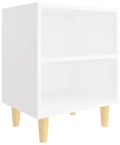 Mesas de cabeceira pernas madeira maciça 2pcs 40x30x50cm branco