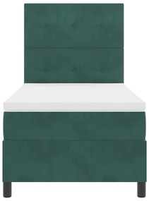 Cama Box com Colchão e LED Verde Escuro 100x200 cm Veludo