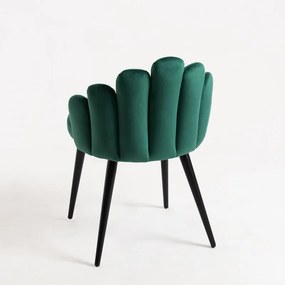 Pack 6 Cadeiras Hand Veludo Pernas Pretas - Verde