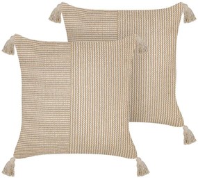 Conjunto de 2 almofadas decorativas em algodão creme 45 x 45 cm ARALIA Beliani