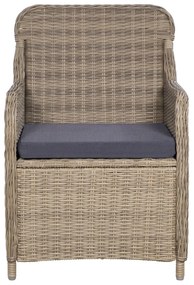 Cadeiras de exterior c/ almofadões 2 pcs vime PE castanho