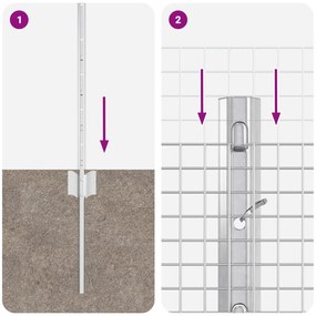 Cerca de Arame Soldado com 5 Postes em U Prateada 0.6x10 m Aço