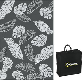 Outsunny Tapete reversível para exterior, à prova d'água, padrão de folha, 182x274cm, Cinza/Branco | Aosom Portugal