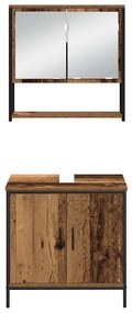 Conjunto de Móveis para Banheiro 4 Peças - Madeira Antiga - Madeira Co