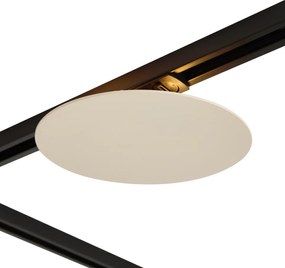 Sistema de iluminação de trilho moderno preto com 3 luzes pendentes e 2 luzes de teto bege 1-fase - Iconic Holt Pulley