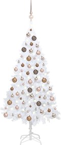 3077626 vidaXL Árvore Natal artificial pré-iluminada c/ bolas 150cm PVC branco