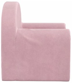 Sofá-cama infantil de pelúcia rosa