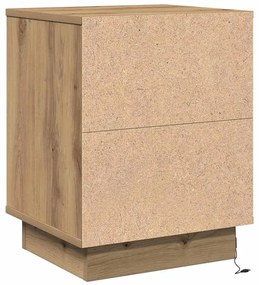 Criados-mudos com Luzes LED 2 pcs Carvalho Artesanal 39x34.5x50 cm