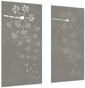 Decorações p/ muro de jardim 2 pcs aço corten design flores