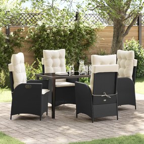 Conjunto de Jantar com 5 Peças para Jardim com Almofadas de Rattan Pol