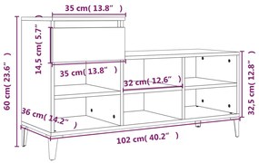 Sapateira 102x36x60 cm derivados de madeira cinzento sonoma