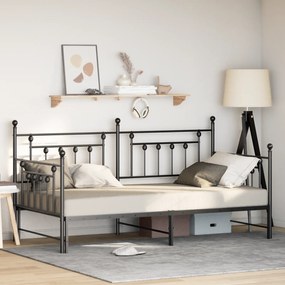 Estrutura de Daybed com Cama Extra VidaXL Preta 90x190 cm Aço