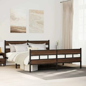 vidaXL Estrutura cama sem colchão 183x213 cm metal carvalho castanho