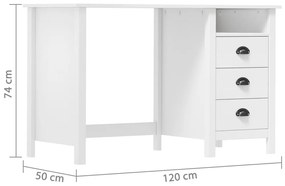 Secretária Hill c/ 3 gavetas 120x50x74 cm pinho maciço