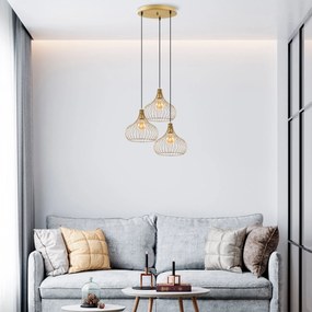Chandelier Teldamla – Dourado Brilhante – 47 x 47 x 120 cm