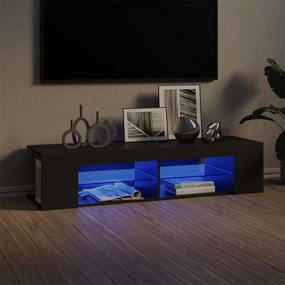 Móvel de TV com luzes LED 135x39x30 cm cinzento