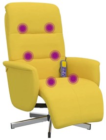 Cadeira de massagens reclinável c/ apoio de pés tecido amarelo