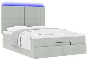 Estrutura de cama otomana com colchões 140x190cm cinzento claro