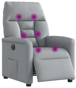 Poltrona de massagens reclinável elétrica tecido cinzento-claro
