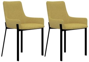 Cadeiras de jantar 2 pcs tecido amarelo - 183617