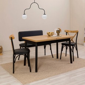 Conjunto de Mesa de Jantar Extensível e Cadeiras Oliver – Preto – Mesa