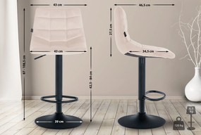 Banco de bar Jerry em veludo com estrutura preta 87-108,5 x 43 x 46,5 cm Bege