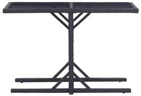 3 pcs conjunto jantar p/ jardim vime PE e vidro temperado preto