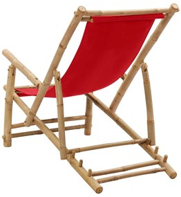 Cadeira de terraço de bambu e lona vermelho