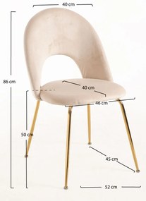 Pack 4 Cadeiras Dawa Gold Veludo - Beige