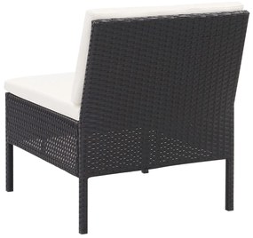 6 pcs conjunto lounge de jardim c/ almofadões vime PE preto