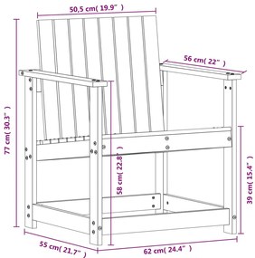 Conjunto de Jardim - 2 Poltronas e 1 Mesa- Madeira de Pinho Maciça