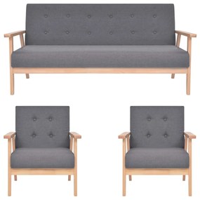 vidaXL Conjunto de sofás 3 pcs tecido cinzento-escuro