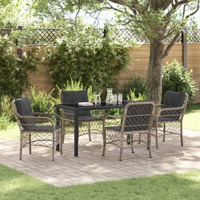 Conjunto de Jantar de Jardim com Almofadas Cinza Claro Vime PE