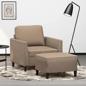 vidaXL Poltrona com apoio de pés 60 cm couro artificial cappuccino