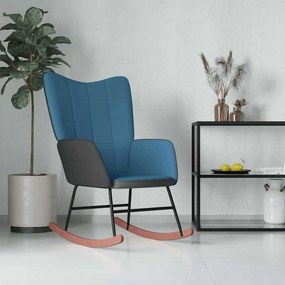 vidaXL Cadeira de baloiço PVC e veludo azul