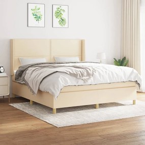 vidaXL Cama com molas/colchão 160x200 cm tecido cor creme