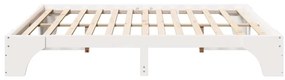 Cama Branca 200x200 cm de Madeira de Pinheiro Sólido