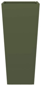 Vaso/floreira de jardim 35x35x75 cm aço verde azeitona