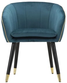 POLTRONA PARIS AZUL PETRÓLEO E DOURADA 62X58X78 CM
