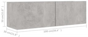 Móvel de TV de Parede Valqui de 2 Módulos L - Cinzento Cimento - Desig
