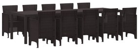 vidaXL Conjunto de Jantar para Jardim 11 pcs Castanho Vime