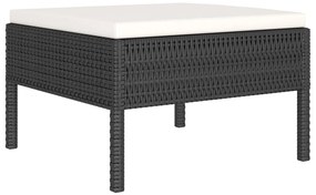 6 pcs conjunto lounge de jardim c/ almofadões vime PE preto